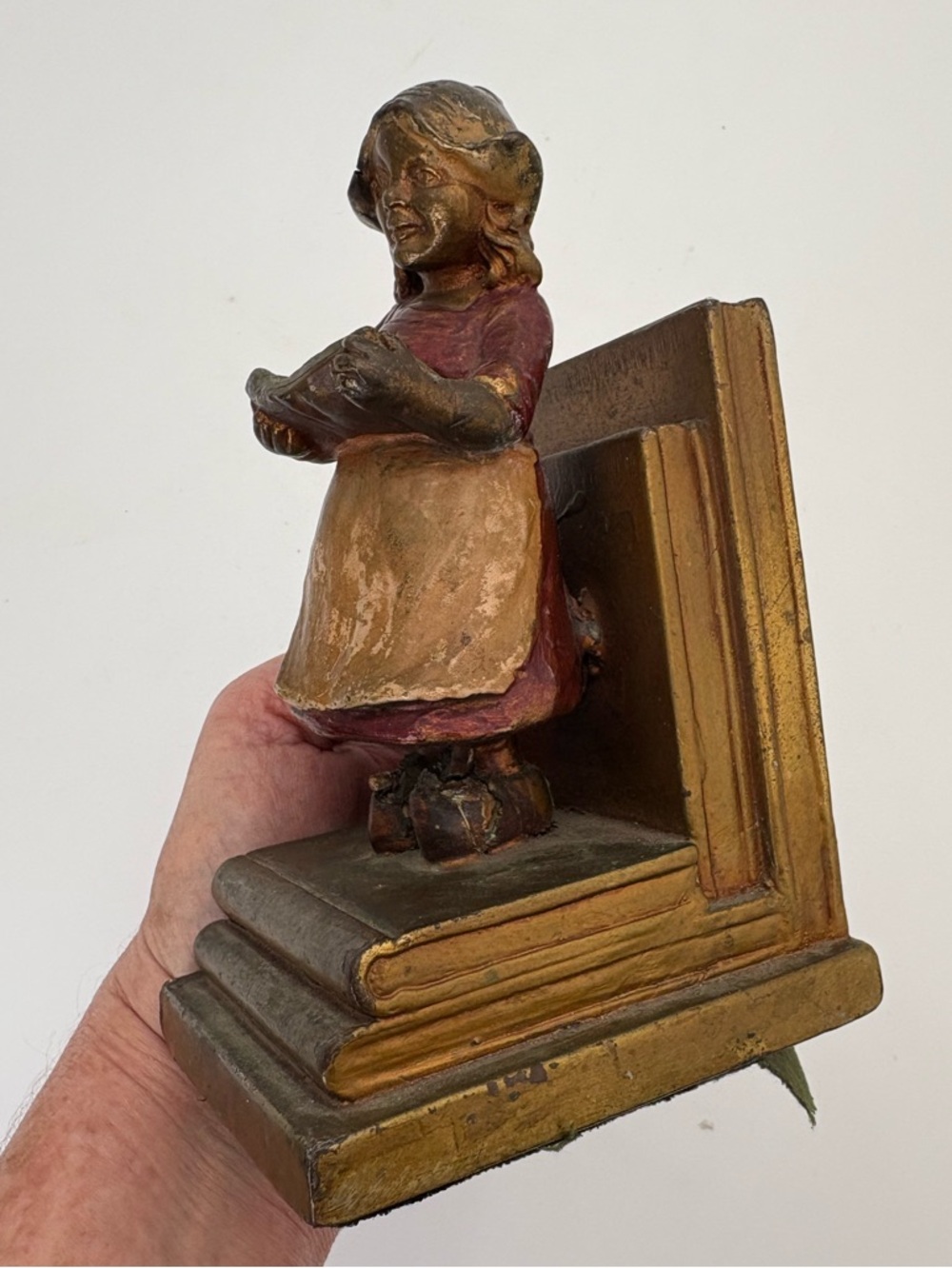 Vintage 1930s Dutch Girl Figurine Bookend by Armor Bronze - Picture 2 of 12